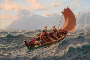 Frisk Seilas Olje Pa Lerret by Hans Dahl