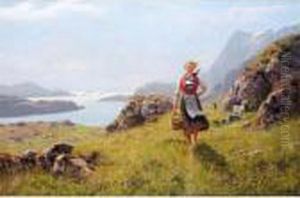 Seterjente (mountain Shepherdess) by Hans Dahl