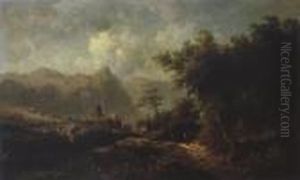 Gebirgslandschaft Mit Einer Burg by Hans Dahl