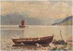 View Of A Fjord; Scetch Of A Shed by Hans Dahl