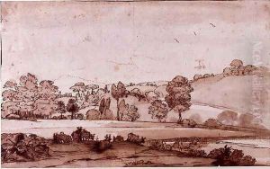 Herdsman and Shepherdess by a Stream near La Crescenza by Claude Lorrain (Claude Gellee)