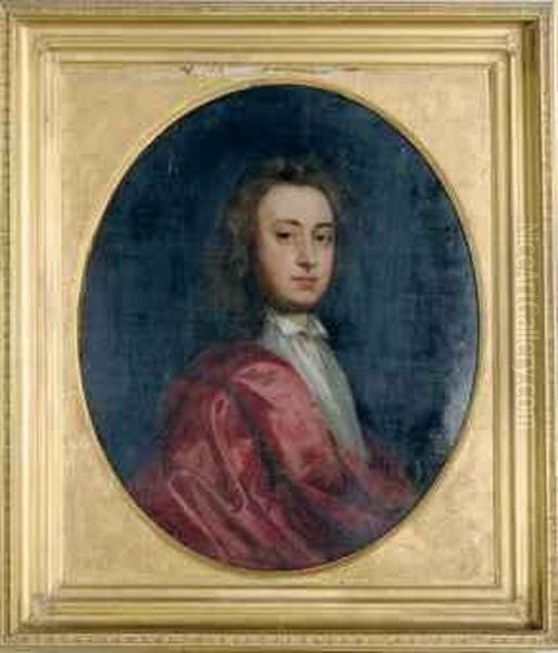 Portrait Of A Gentleman,
Traditionally Identified As George Morley,esquire (b. 1664), Third
Brother Of Sir Charles Morley,half-length, With A Red Cape - view 1