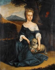 Portrait Of A Girl, Full-length, In A Silkblue Gown, As Saint Agnes