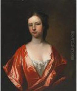Portrait Of A Merchant""""s Wife In Red Satin by Michael Dahl