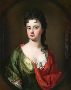 Portrait Of Mary Purg (mrs 
Thomas Walford), Wearing A Green Dress With Red Undergarment, In A 
Feigned Oval