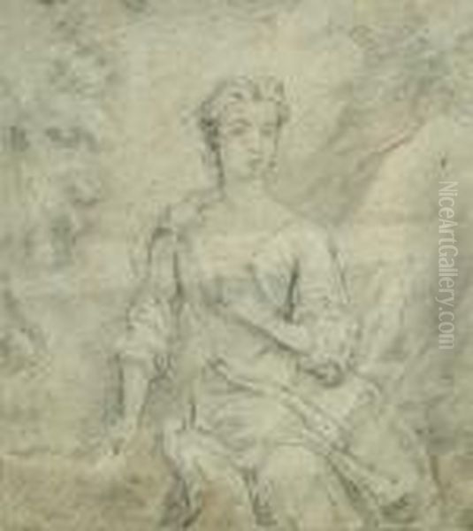 Portrait Study Of A Young Woman, Seated Three-quarter Length - view 1