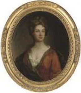 Portrait Of A Lady, Bust-length, In A Chemise And Rust Wrap