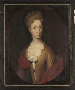 Portrait Of Margaret Catherine 
Rosenkrantz, Quarter-length, In A Yellow Dress With Lace Trim And A Red 
Wrap