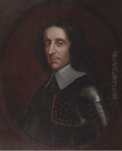 Portrait Of A Gentleman, Bust-length, In Armour With A White Collar, In A Feigned Oval