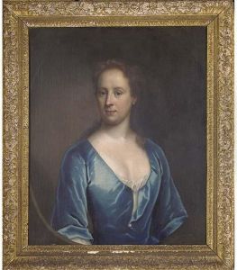 Portrait Of A Lady, Quarter-length, In A Blue Dress, Feigned Oval