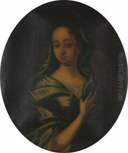 Portrait Of A Lady, Said To Be Margaret Ireland, Half-length, In A Blue Dress And Wrap.