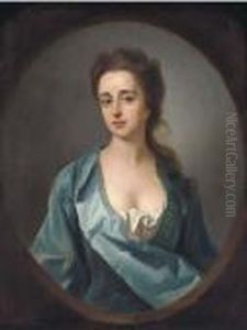 Portrait Of Mary Dowdeswell, Half-length, In A Blue Gown, Feignedoval