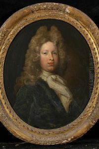 A Portrait Of Sir William Gulston, Bust Length, With A Powdered Wig And Blue Coat
