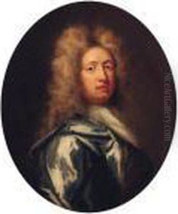 Portrait Of John Lyons, 
Half-length, In A Blue Cloak And Whitestock; And Portrait Of Mary Lyons,
 Half-length, In A Green Dresslined In Red