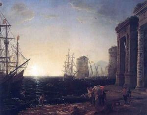 Harbour Scene at Sunset by Claude Lorrain (Claude Gellee)