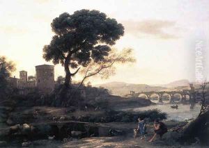 Landscape with Shepherds, The Pont Molle by Claude Lorrain (Claude Gellee)