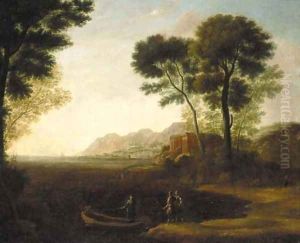 A coastal inlet with the embarkation of Carlo and Ubaldo by Claude Lorrain (Claude Gellee)