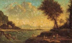 Figures resting by the shore by Claude Lorrain (Claude Gellee)