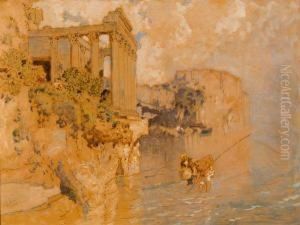 Pescatori Sulla Costa Con Tempio Classico
