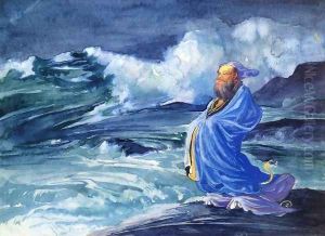 A Rishi Calling Up A Storm Japanese Folk Lore by John La Farge