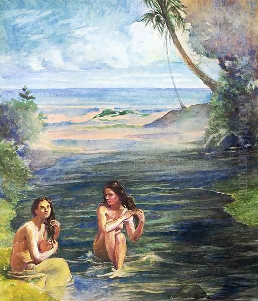 Women Bathing In Papara Riiver - view 1