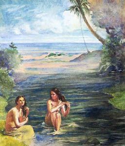 Women Bathing In Papara Riiver by John La Farge