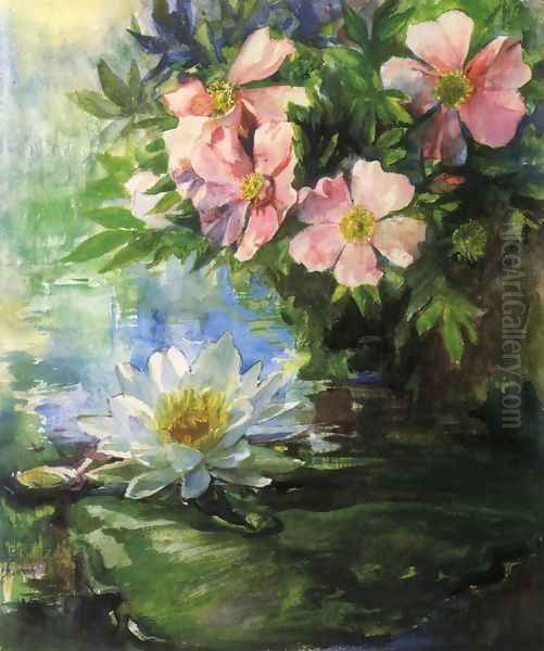 Wild Roses And Water Lily Study Of Sunlight - view 1