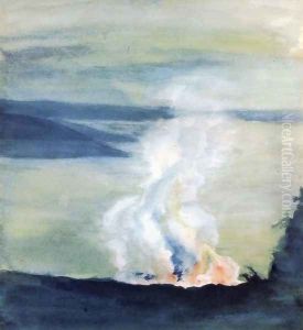Crater Of Kilauea And Dana Lake In Twilight by John La Farge