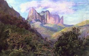 Diadem Mountain At Sunset Tahiti by John La Farge