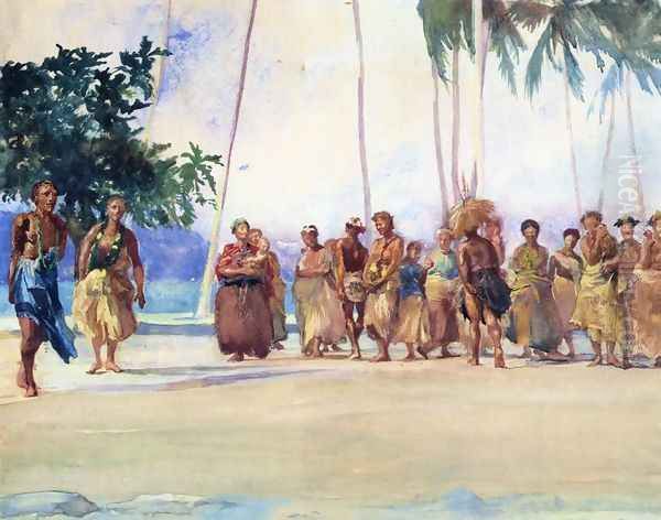 Fagaloa Bay Samoa 1890 The Taupo Gaase Marshalling The Women Who Bring Presents Of Food - view 1
