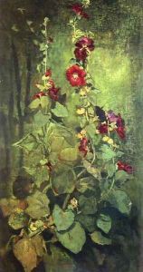 Red Hollyhocks by John La Farge