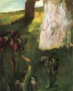 Flowers Blue Iris With Trunk Of Dead Apple Tree Flowers Blue Iris With Trunk Of Dead Apple Tree