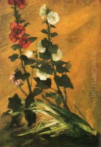 Hollyhocks And Corn by John La Farge