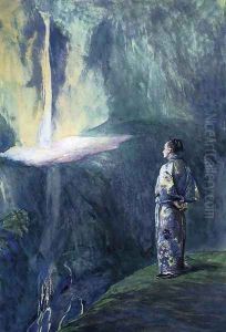 Li Tai Pe And The Waterfall by John La Farge