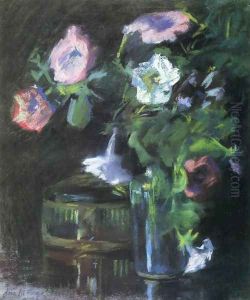 Petunias In A Glass Vase by John La Farge