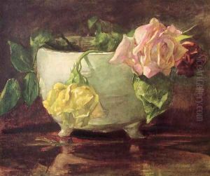 Roses In Old Chinese Bowl by John La Farge