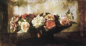 Roses In A Shallow Bowl by John La Farge