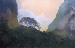 Landscape Evening Tahiti Pass And Peak Of Vaiaroa Taiarapu by John La Farge