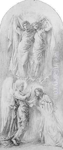 Angel Sealing the Servants of God (Study for the Anna,Margaret Sherman and Gertrude Van Dalfsen Memorial Window, Trinityì Church, Buffalo, N.Y.) - view 1