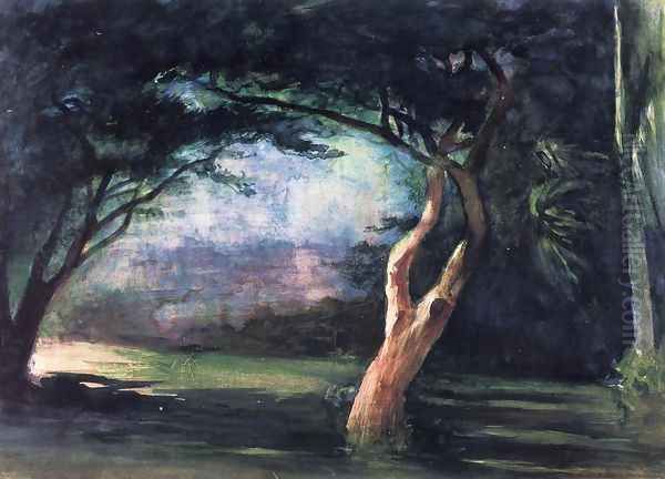 Study Of Trees In Moonlight At Honolulu - view 1