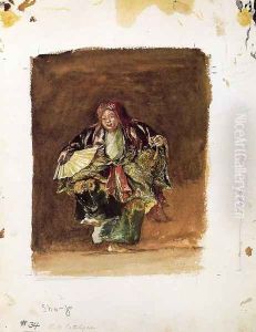 Masked Dancer Of The No Representing A Saki Imp by John La Farge