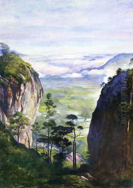 View In Ceylon Near Dambula Looking Over Rice Fields - view 1