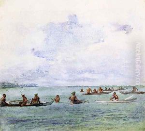 Fishing Party In Canoes Samoa