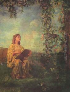Decorative Panel, Seated Figure in Yellow by John La Farge