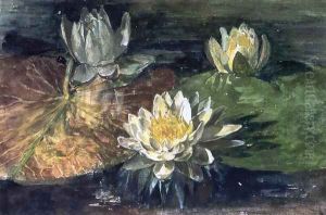 Water-Lilies, Red and Green Pads by John La Farge