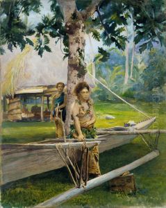Portrait of Faase, the Taupo, or Official Virgin, of Fagaloa Bay, and Her Duenna, Samoa by John La Farge