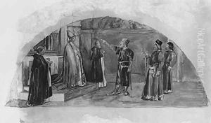 The Adjustment of Conflicting Interests: Count Raymond of Toulouse Swears at the Altar to Observe the Liberties of the City;ì Color Study for Mural, Supreme Court Room, Minnesota State Capitol,ì Saint Paul by John La Farge