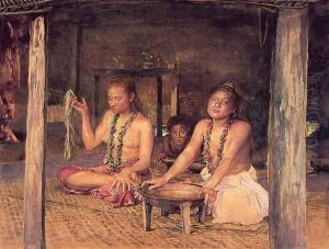 Siva with Siakumu Making Kava in Tofae's House