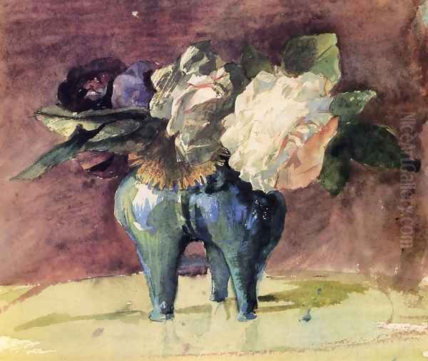 Flowers. In a Blue Chinese Vase, of Antique Shape - view 1