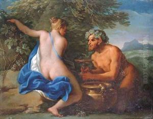 A nymph and a satyr by Filippo Lauri